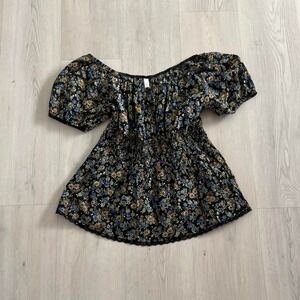 Vtg Xhilaration floral off shoulder peasant top lace size XL babydoll milkmaid